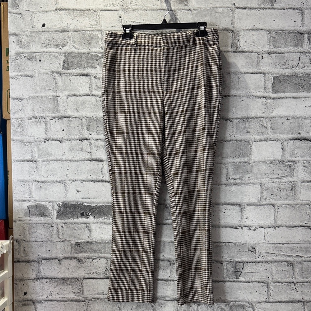 Free People Plaid Cropped Pants in Beige and Black